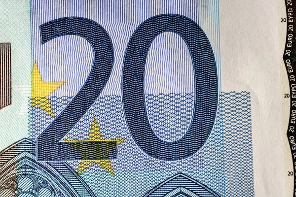 Dwadzieścia euro. Makro. — Zdjęcie stockowe