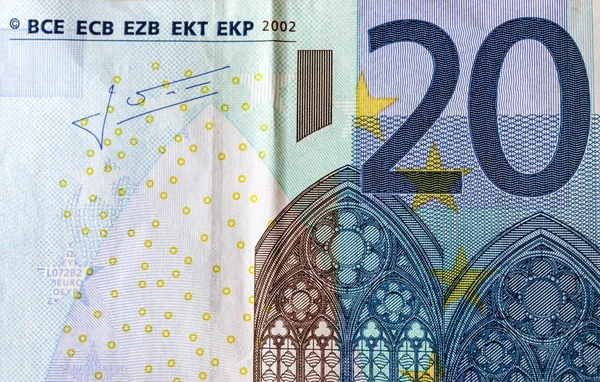 Vinte euros. Macro . — Fotografia de Stock