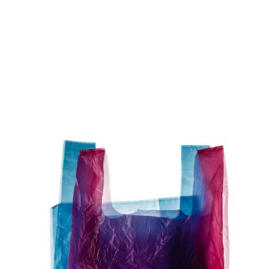 Beyaz üzerine iki plastik alışveriş torbası.