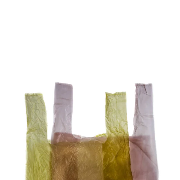 Dva plastové nákupní tašky na bílém. — Stock fotografie