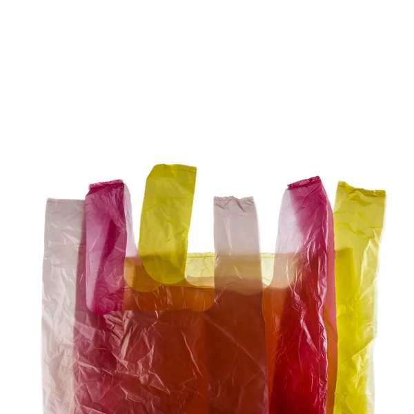 Sacos de compras de plástico em branco . — Fotografia de Stock