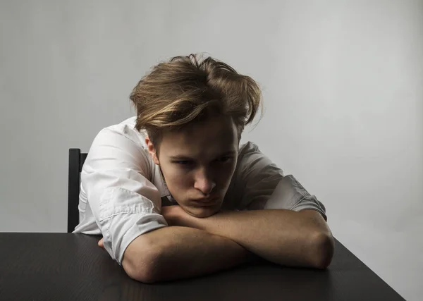 Tired Young Man Frustration Overtime Fatigue Concept Feeling Unwell Bad — Stock Photo, Image