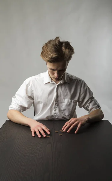 Young Man Money Financial Security Planning Concept Cents — Stock Photo, Image