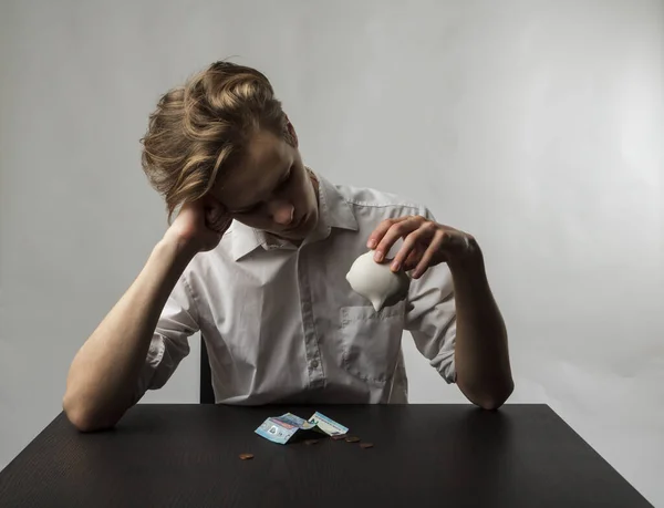 Jovem Porquinho Conceito Planeamento Segurança Financeira — Fotografia de Stock