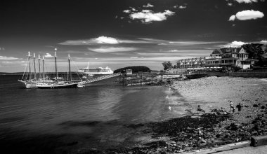 Bar Harbor, Maine, ABD, dramatik siyah ve beyaz