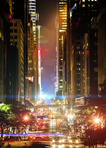 Rua Nova York Com Grand Central Times Square Distância Foco — Fotografia de Stock