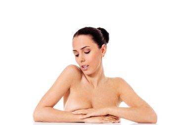 Güzellik kadını yüzü mükemmel taze temiz deri ile