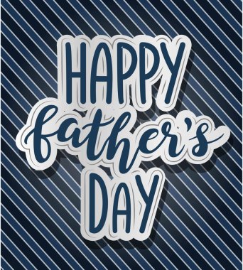 Mutlu babalar günü tebrik kartı tasarımı el yazı ile. El ile izole çizgili arka plan üzerinde beyaz anahat metni kabataslak. Vektör çizim