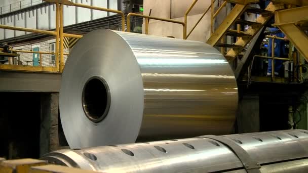 Panorama Large Roll Stainless Steel Factory Floor — Stock Video