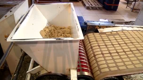 Het werk van apparatuur voor de productie van cookies — Stockvideo