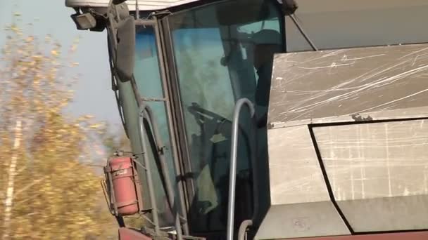 联合收割机在地里收获玉米 — 图库视频影像