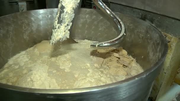 Hnětení těsta v hnětacím stroji — Stock video