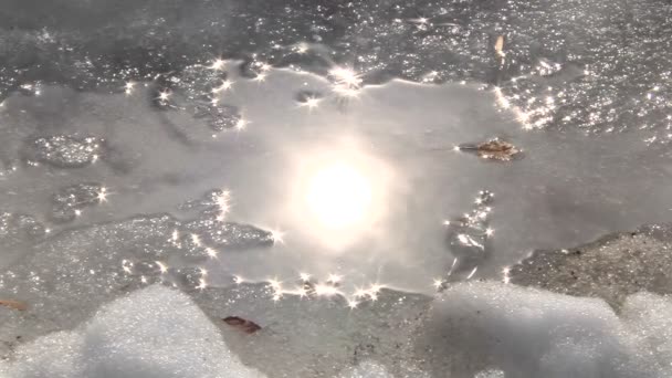 Spring melting of ice and the stream — Stock Video