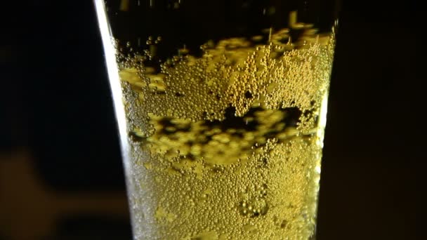 Bir dituangkan ke dalam gelas dengan gelembung — Stok Video