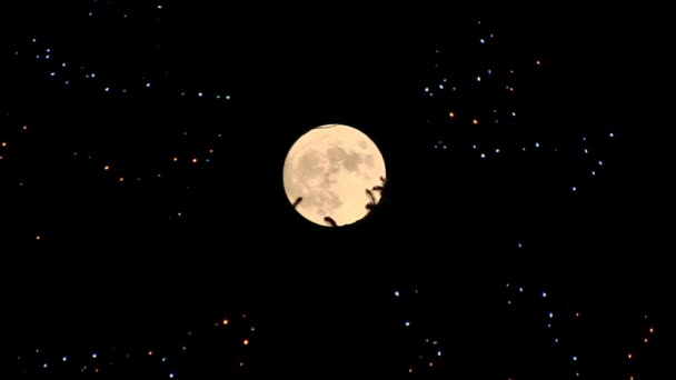 Full moon in Russian winter — Stock Video