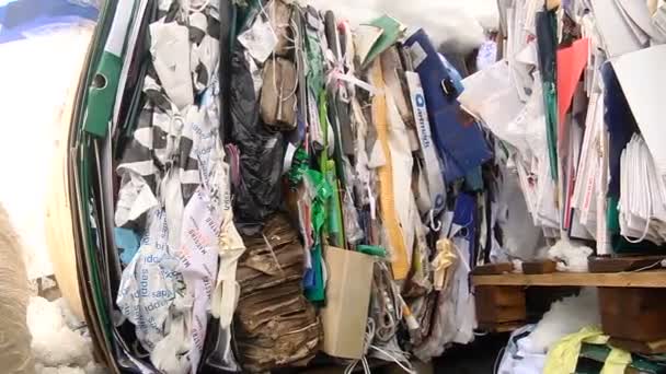 Opakowanie z tektury jest skompresowany i przygotowane do recyklingu — Wideo stockowe