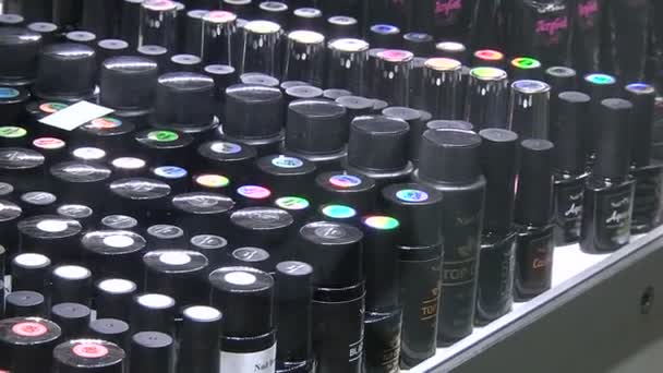 Large palette of nail polishes — Stock Video