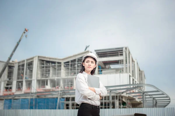 Ázsiai Nők Munkavállaló Mérnök Villanyszerelő Munka Biztonsági Felügyelete Erőmű Energiaipar — Stock Fotó