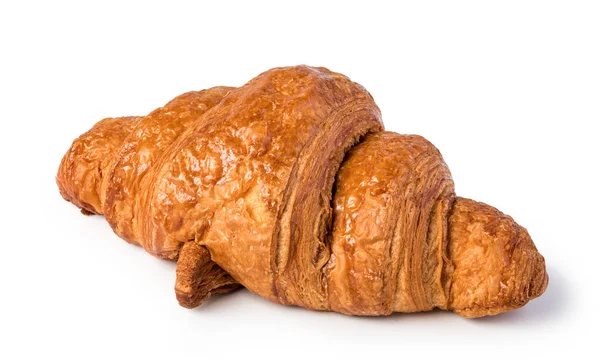 Frisch Gebackene Croissants Auf Holztisch Isoliert Auf Weißem Hintergrund — Stockfoto