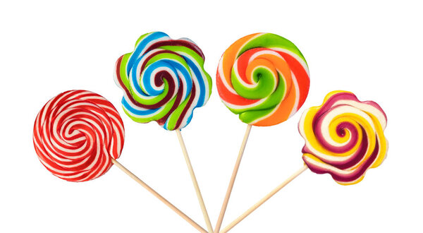 colorful lollipops isolated on white background