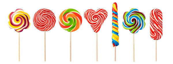 colorful lollipops isolated on white background