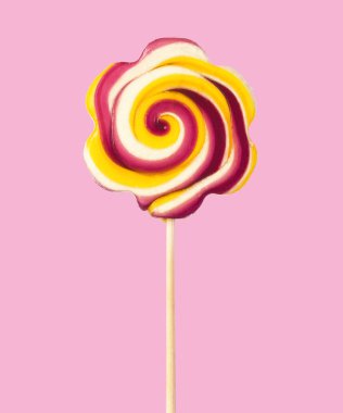 renkli lolipop, pembe arka plan izole