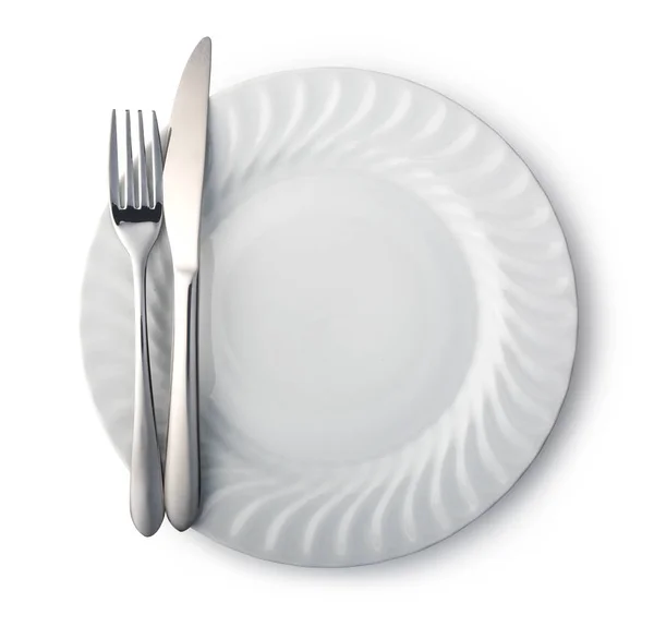 Plate Cutlery Isolated White Background — Stock Photo, Image