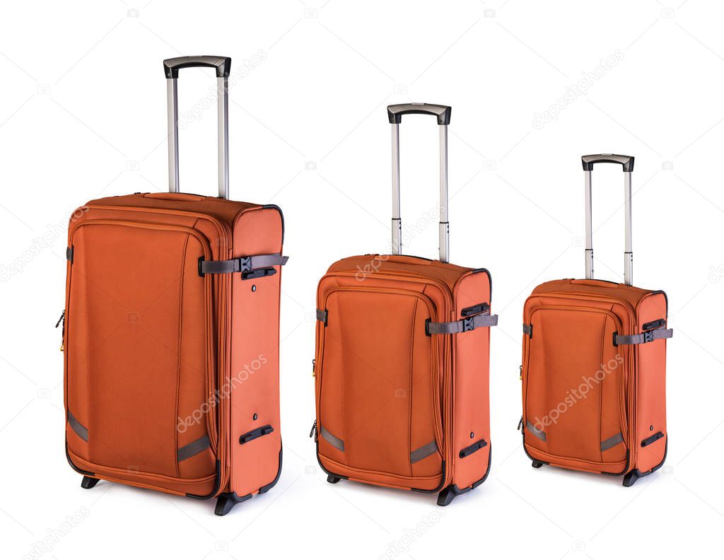 suitcases on white background