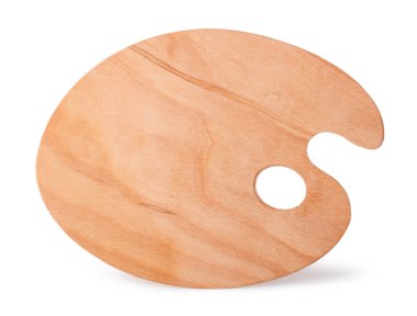 Ahşap sanat paleti, beyaz arka plan üzerinde izole