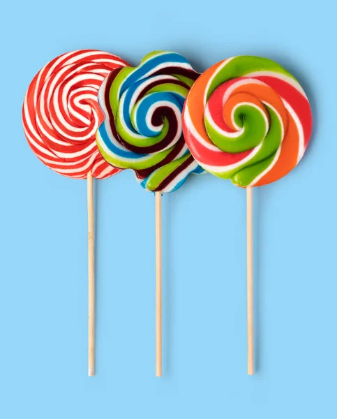 Colorful Lollipops Isolated Blue Background — Stock Photo, Image