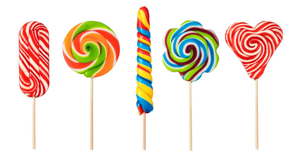 colorful lollipops isolated on white background