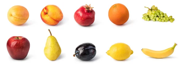 Fruit Instellen Geïsoleerd Witte Achtergrond — Stockfoto