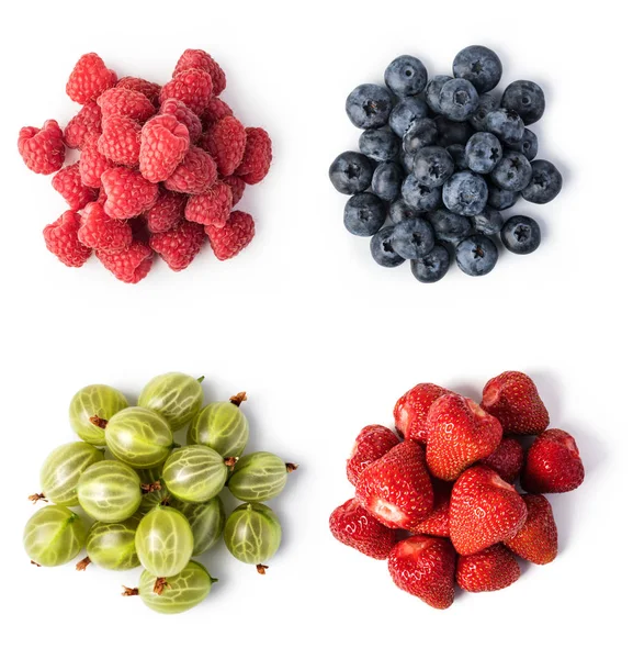 Fresh Berries Set Isolated White Background — Stock Photo, Image