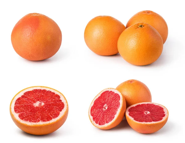 Grapefruitové Citrusové Plody Sada Izolovaných Bílém Pozadí — Stock fotografie