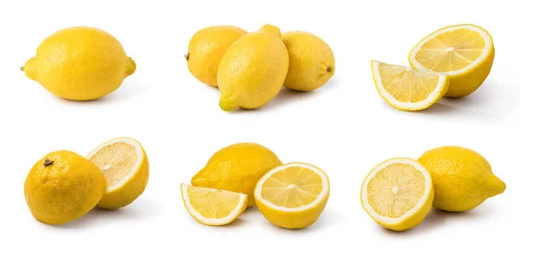 Maturo Limone Frutta Set Isolato Sfondo Bianco — Foto Stock