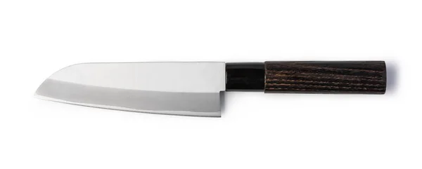 Rozsdamentes Acél Santoku Kés Elszigetelt Fehér Background — Stock Fotó