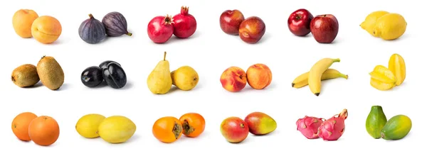 Fruit Instellen Geïsoleerd Witte Achtergrond — Stockfoto