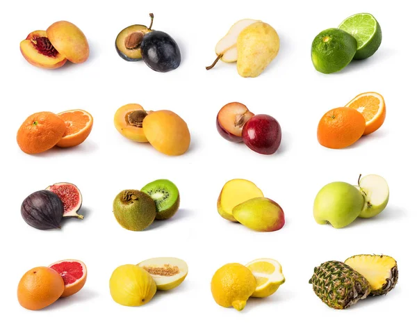 Fruit Instellen Geïsoleerd Witte Achtergrond — Stockfoto