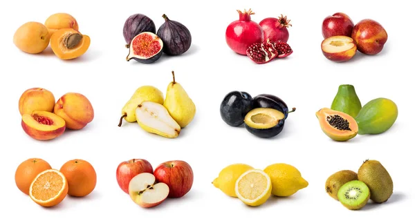 Fruit Instellen Geïsoleerd Witte Achtergrond — Stockfoto