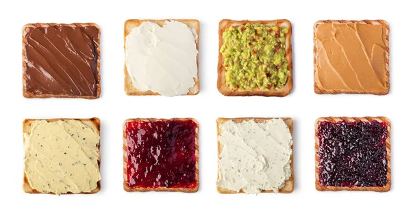 Toustového Chleba Tvarohem Bílém Pozadí — Stock fotografie