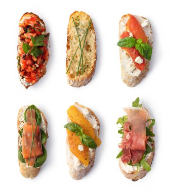 Geleneksel İspanyolca tapas beyaz arka plan üzerinde ayarla