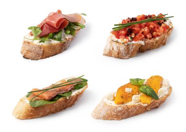 Geleneksel İspanyolca tapas beyaz arka plan üzerinde ayarla