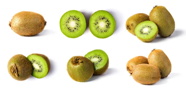 Owoce Kiwi Ustawiona Białym Tle Białym Tle — Zdjęcie stockowe