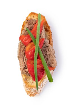 Beyaz arka plan üzerinde geleneksel İtalyan Bruschetta