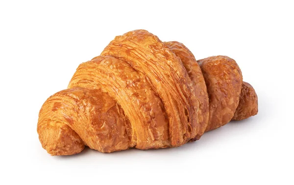 Nybakade Croissanter Träbord Isolerade Vit Bakgrund — Stockfoto