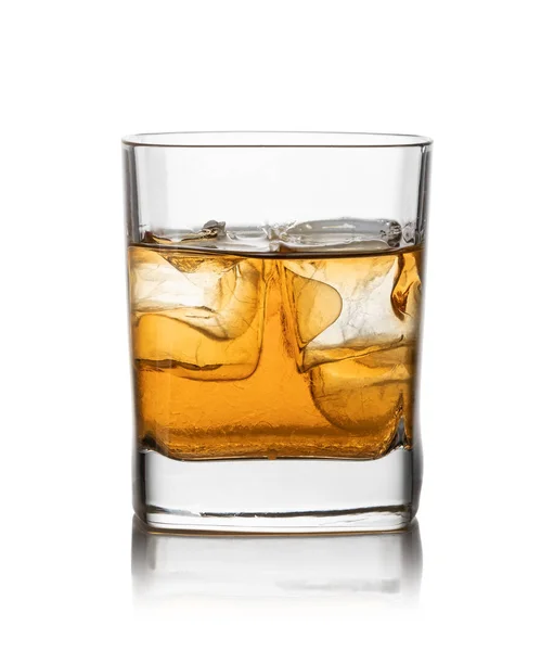 Iglass Van Whisky Ijs Geïsoleerd Witte Achtergrond — Stockfoto