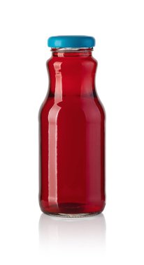 Beyaz arka plan üzerinde izole meyve suyu şişesi