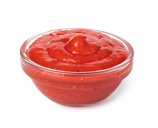 Cuenco Con Ketchup Aislado Sobre Fondo Blanco —  Fotos de Stock
