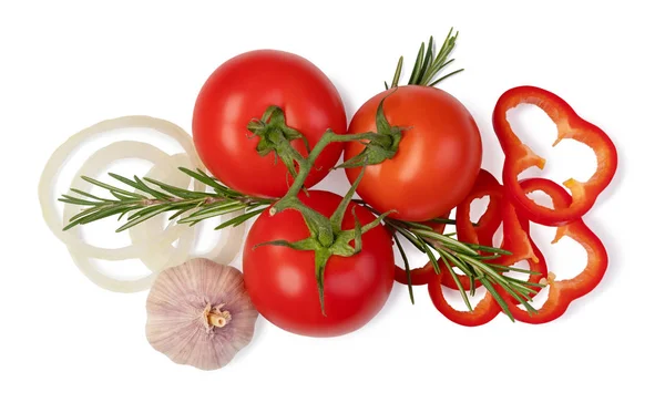Fresh Tomato Herbs Spices Isolated White Background — Stock Photo, Image
