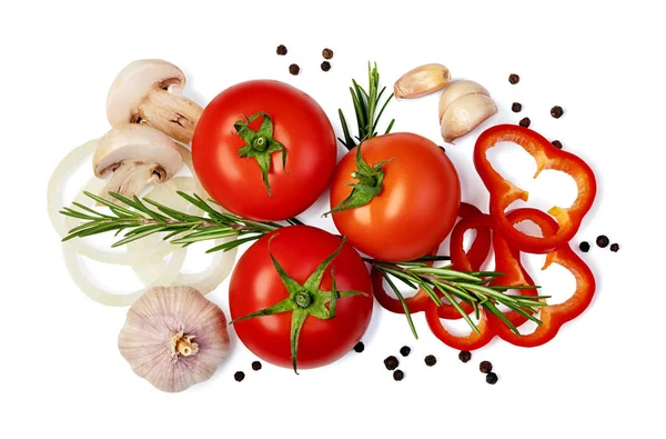 Färsk Tomat Örter Och Kryddor Som Isolerad Vit Bakgrund — Stockfoto